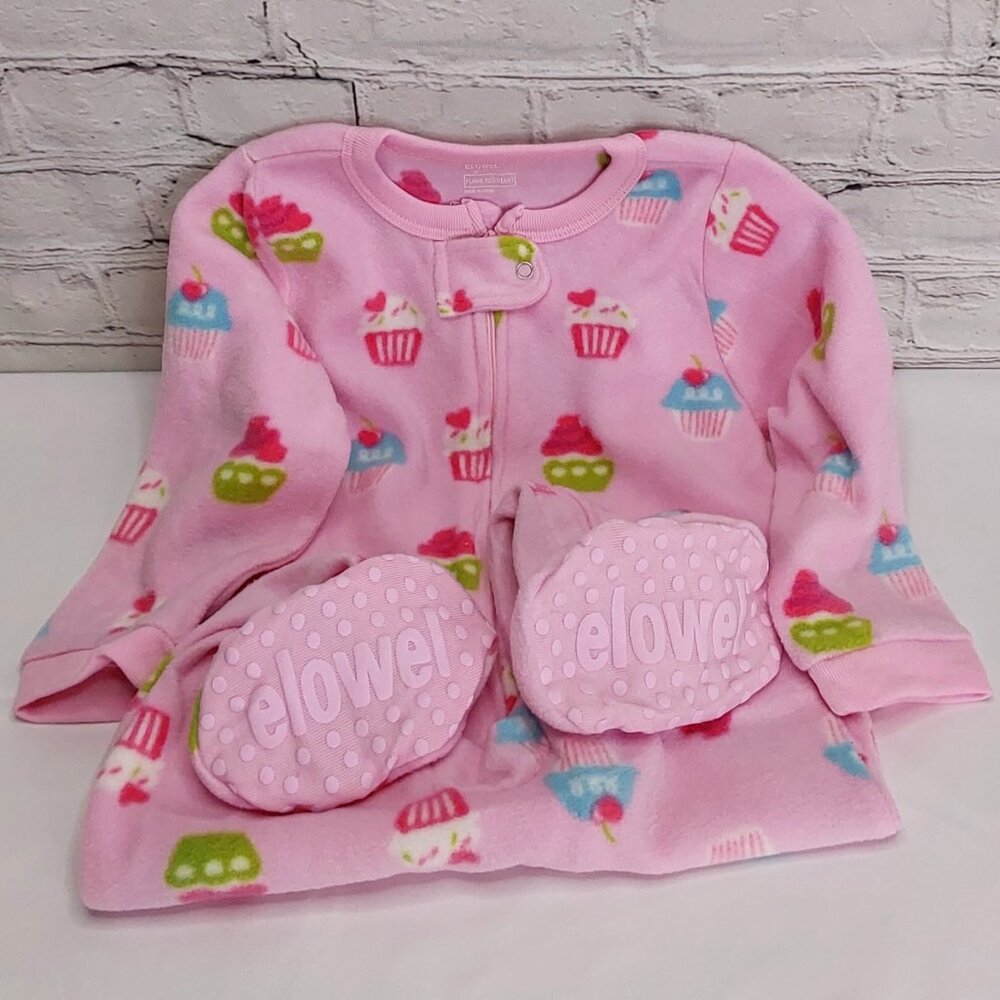'ELOWEL' FLEECE CUPCAKE FOOTED PAJAMA SLEEPER